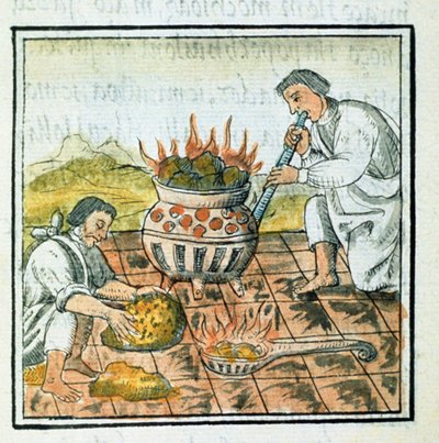Melting and casting gold in the Aztec empire, from the 